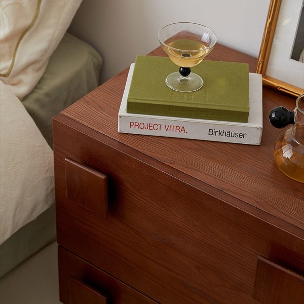 Traditional Vintage Solid Wood Square Rectangular Side Table With 2 Drawers For Bedroom & Living Room - Image 12