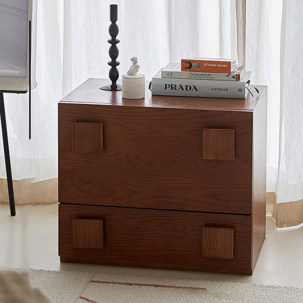 Traditional Vintage Solid Wood Square Rectangular Side Table With 2 Drawers For Bedroom & Living Room - Image 21