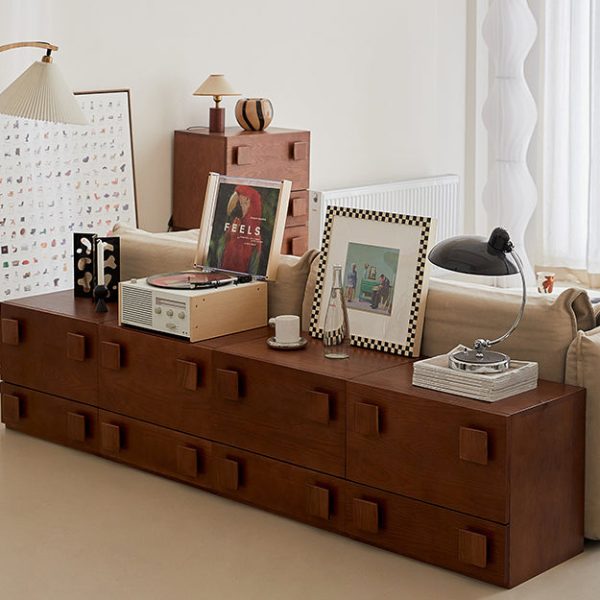Traditional Vintage Solid Wood Square Rectangular Side Table With 2 Drawers For Bedroom & Living Room - Image 19