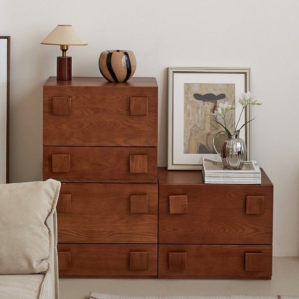 Traditional Vintage Solid Wood Square Rectangular Side Table With 2 Drawers For Bedroom & Living Room - Image 16