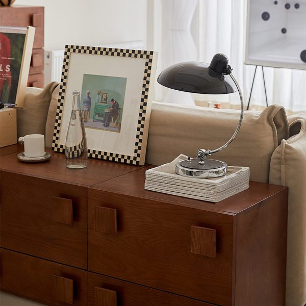 Traditional Vintage Solid Wood Square Rectangular Side Table With 2 Drawers For Bedroom & Living Room - Image 6