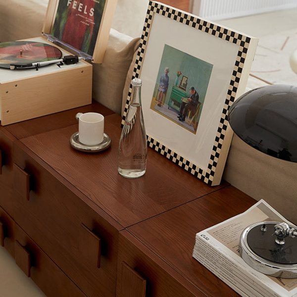 Traditional Vintage Solid Wood Square Rectangular Side Table With 2 Drawers For Bedroom & Living Room - Image 7