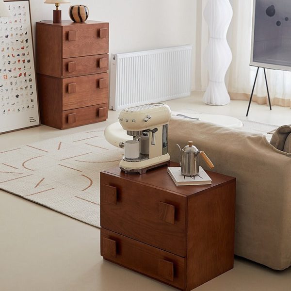 Traditional Vintage Solid Wood Square Rectangular Side Table With 2 Drawers For Bedroom & Living Room - Image 15