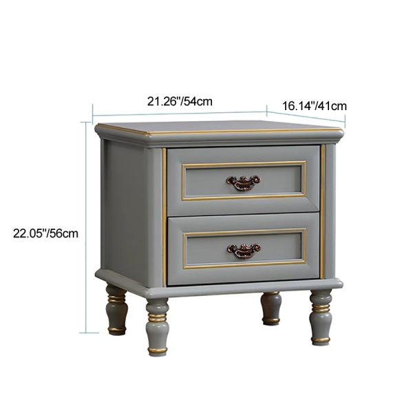 Modern Luxury Solid Wood Textured Square Nightstand With 2 Drawers For Bedroom - Image 4