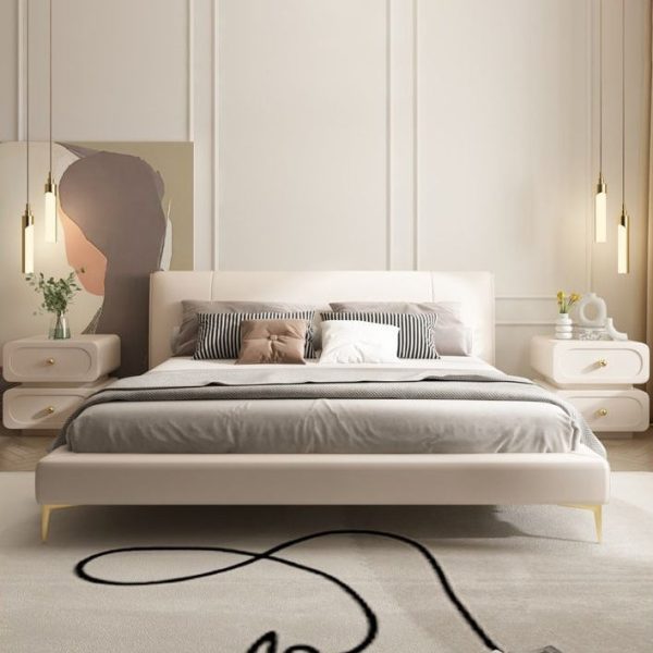Modern Minimalist Solid Wood & Metal Rounded Square Nightstand 2-Drawer With Ball Accents For Bedroom - Image 10
