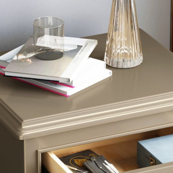 Modern Luxury Solid Wood & Metal Curved Square Nightstand 2-Drawer For Bedroom - Image 7