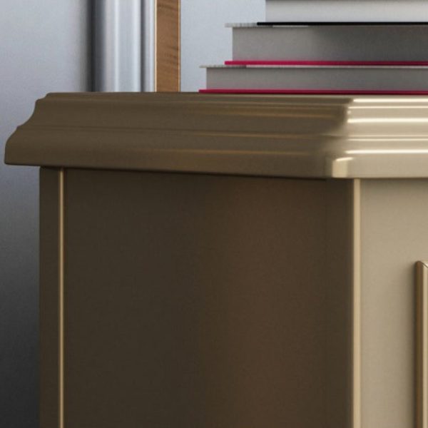 Modern Luxury Solid Wood & Metal Curved Square Nightstand 2-Drawer For Bedroom - Image 5