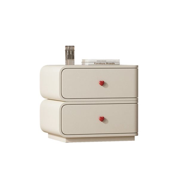 Contemporary Creative Faux Leather Solid Wood & Metal Curved Rectangular Nightstand 2-Drawer For Bedroom - Image 36