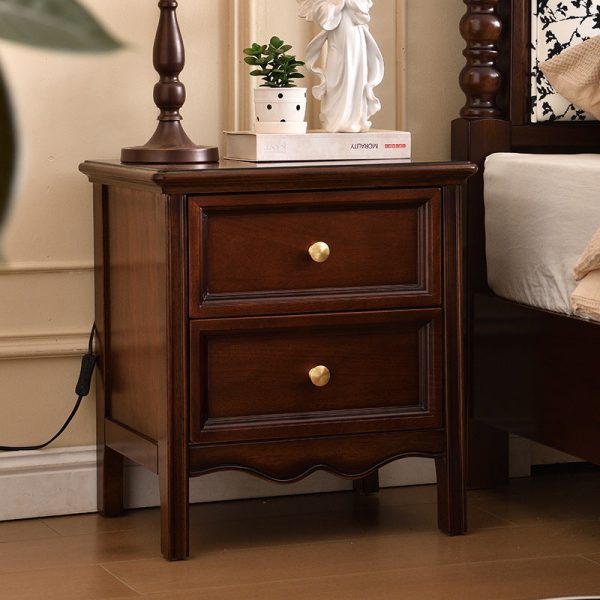 Traditional Vintage Solid Wood & Metal Rounded Rectangle Nightstand 1/2/3-Drawer Bedroom Storage - Image 3