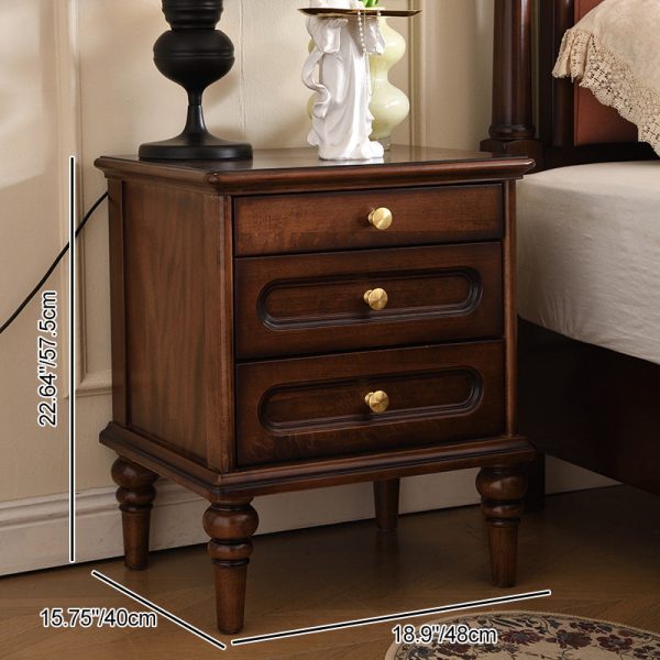 Traditional Vintage Solid Wood & Metal Rounded Rectangle Nightstand 1/2/3-Drawer Bedroom Storage - Image 4