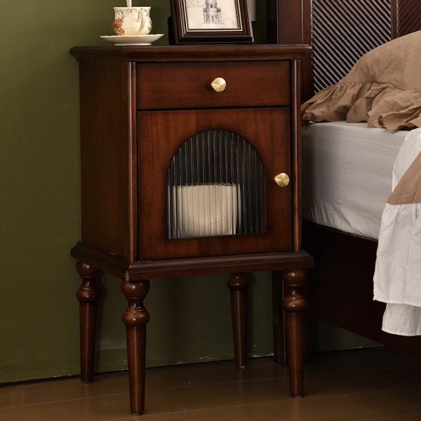 Traditional Vintage Solid Wood & Metal Rounded Rectangle Nightstand 1/2/3-Drawer Bedroom Storage - Image 2