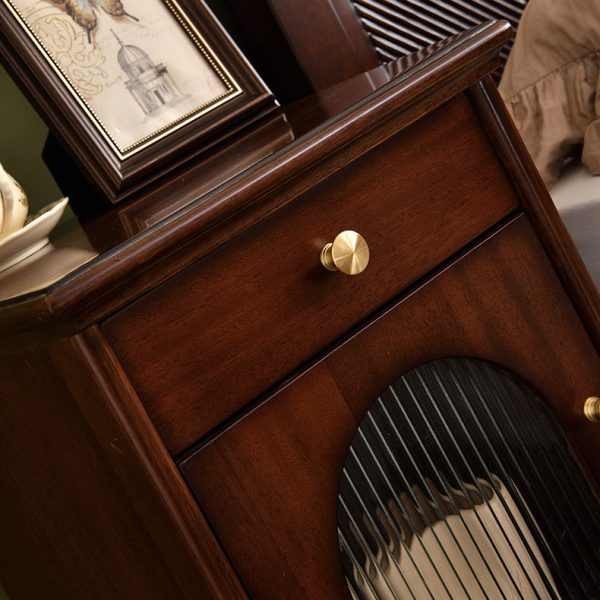 Traditional Vintage Solid Wood & Metal Rounded Rectangle Nightstand 1/2/3-Drawer Bedroom Storage - Image 7
