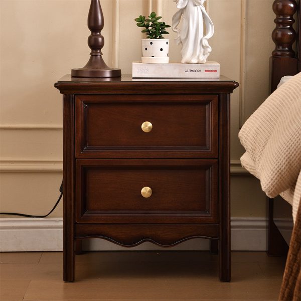 Traditional Vintage Solid Wood & Metal Rounded Rectangle Nightstand 1/2/3-Drawer Bedroom Storage - Image 14