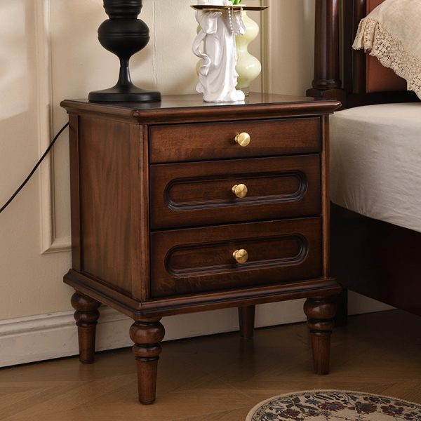 Traditional Vintage Solid Wood & Metal Rounded Rectangle Nightstand 1/2/3-Drawer Bedroom Storage