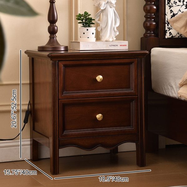 Traditional Vintage Solid Wood & Metal Rounded Rectangle Nightstand 1/2/3-Drawer Bedroom Storage - Image 5
