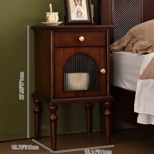 Traditional Vintage Solid Wood & Metal Rounded Rectangle Nightstand 1/2/3-Drawer Bedroom Storage - Image 6