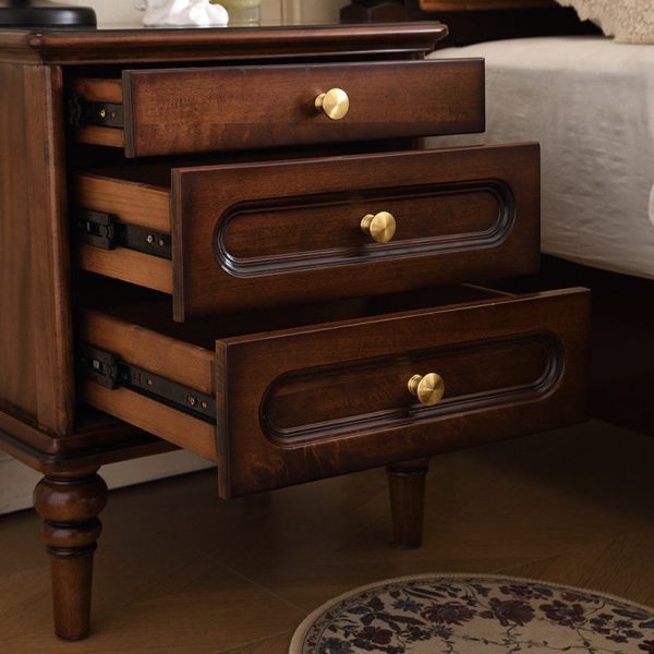 Traditional Vintage Solid Wood & Metal Rounded Rectangle Nightstand 1/2/3-Drawer Bedroom Storage - Image 12
