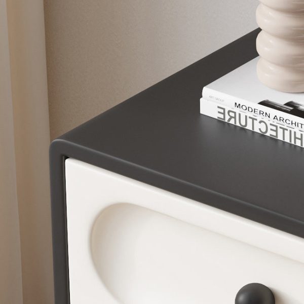Modern Minimalist Solid Wood Stainless Steel Curved Square Nightstand 2-Drawer Bedroom Cabinet - Image 6