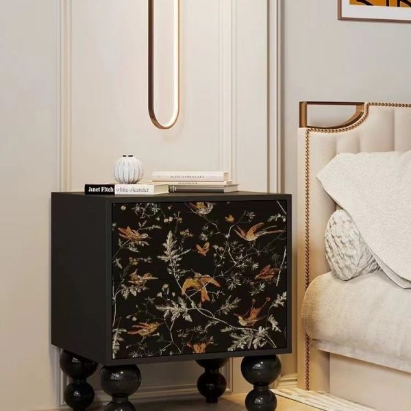 Traditional French Solid Wood Rounded Square Ball Nightstand With 2 Drawers For Bedroom - Image 5