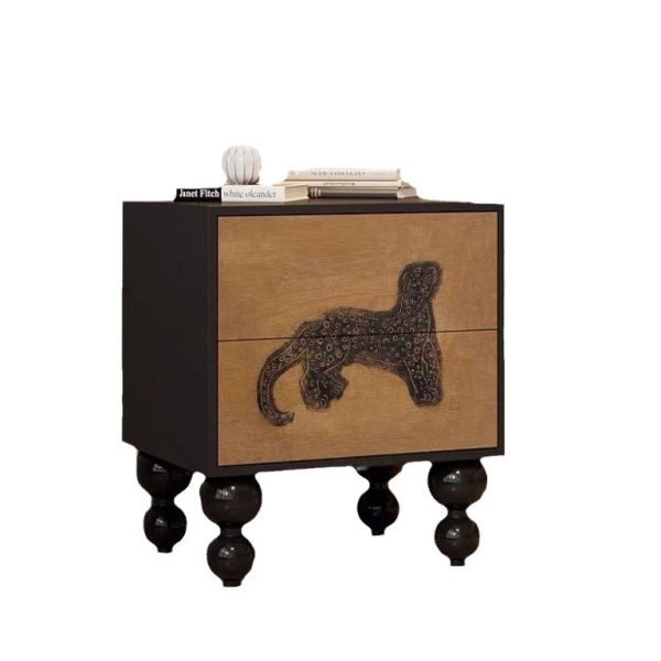 Traditional French Solid Wood Rounded Square Ball Nightstand With 2 Drawers For Bedroom - Image 22