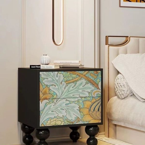 Traditional French Solid Wood Rounded Square Ball Nightstand With 2 Drawers For Bedroom - Image 11