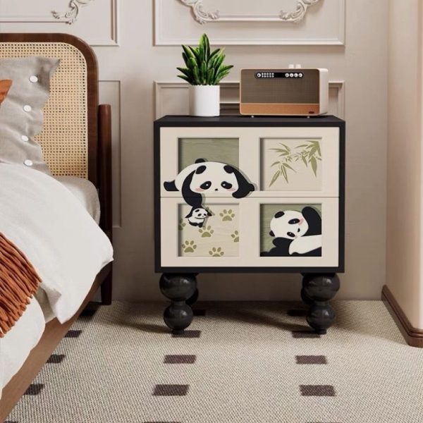 Traditional French Solid Wood Rounded Square Ball Nightstand With 2 Drawers For Bedroom - Image 15