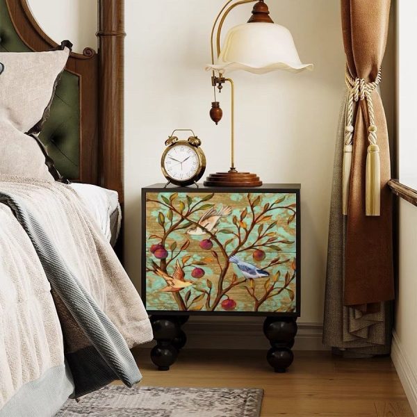 Traditional French Solid Wood Rounded Square Ball Nightstand With 2 Drawers For Bedroom - Image 17