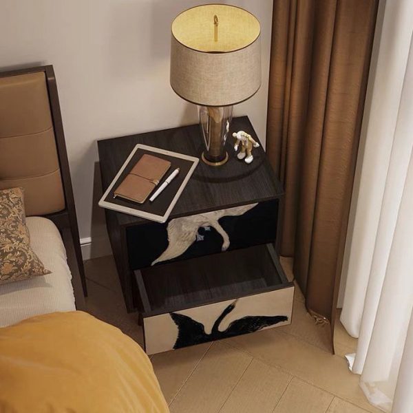 Traditional French Solid Wood Rounded Square Ball Nightstand With 2 Drawers For Bedroom - Image 20