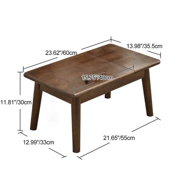 Traditional Japanese Solid Wood Rectangular End Table 1-Tier For Bedroom & Living Room - Image 4