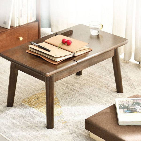 Traditional Japanese Solid Wood Rectangular End Table 1-Tier For Bedroom & Living Room - Image 10