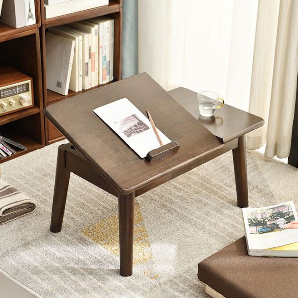 Traditional Japanese Solid Wood Rectangular End Table 1-Tier For Bedroom & Living Room - Image 11