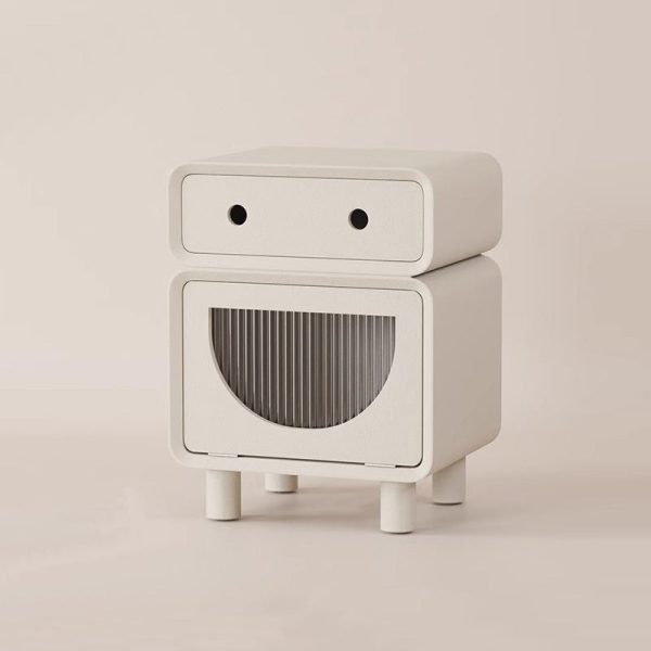 Contemporary Creative Medium-Density Fiberboard Robot-Shaped Rounded Square Nightstand With 2 Drawers For Bedroom - Image 21