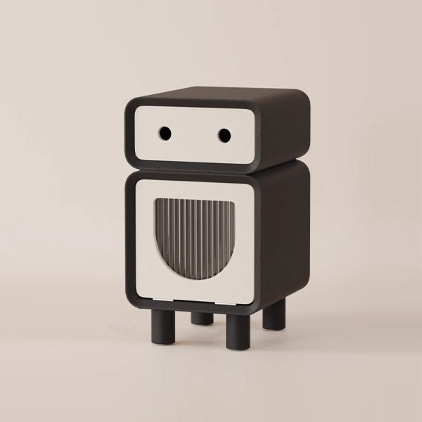 Contemporary Creative Medium-Density Fiberboard Robot-Shaped Rounded Square Nightstand With 2 Drawers For Bedroom - Image 16