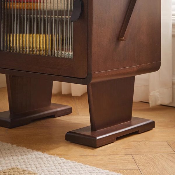 Contemporary Creative Solid Wood Glass Rounded Robot-Shaped Nightstand With 2 Storage For Bedroom & Living Room - Image 14