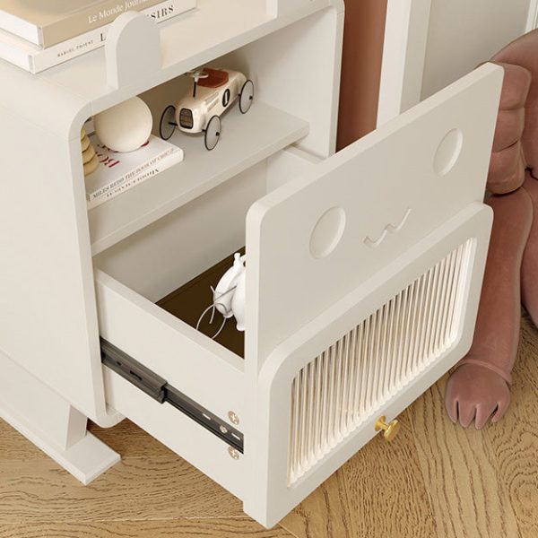 Contemporary Creative Medium-Density Fiberboard Metal Glass Bunny-Shaped Nightstand With 1 Drawer For Bedroom - Image 9