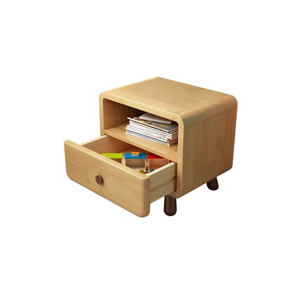 Contemporary Creative Solid Wood Rounded Cylinder Nightstand With 1/2 Drawers For Bedroom - Image 14