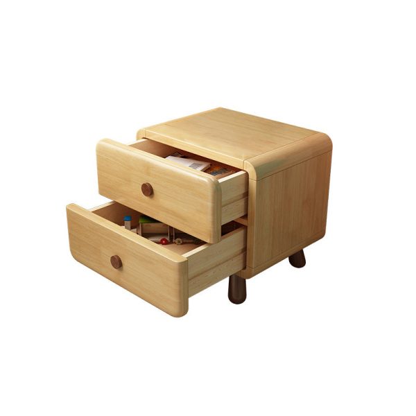 Contemporary Creative Solid Wood Rounded Cylinder Nightstand With 1/2 Drawers For Bedroom - Image 15