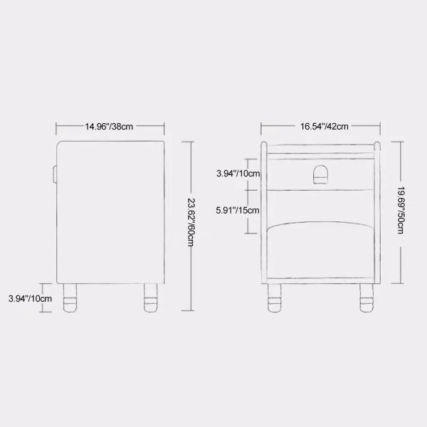 Contemporary Scandinavian Cherry Wood Rounded Rectangle Nightstand With 2 Tiers For Bedroom - Image 4