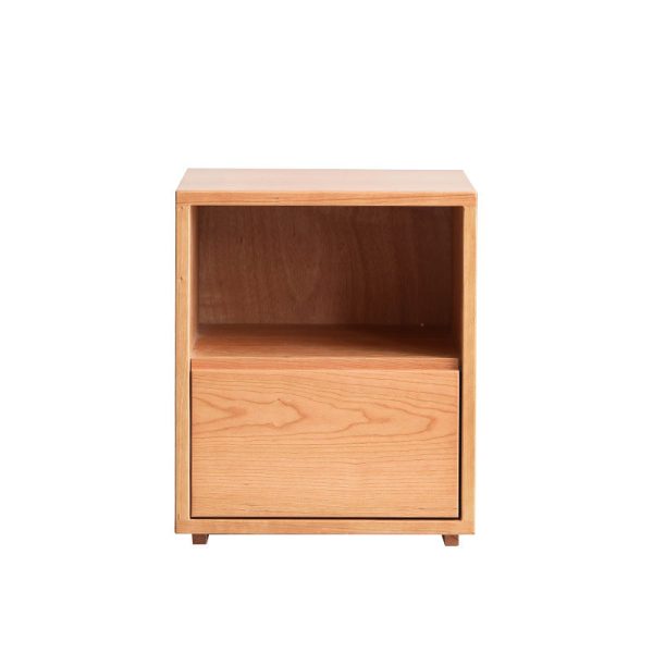 Traditional Japanese Red Oak & Black Walnut Square Nightstand With 1 Drawer For Bedroom - Image 17