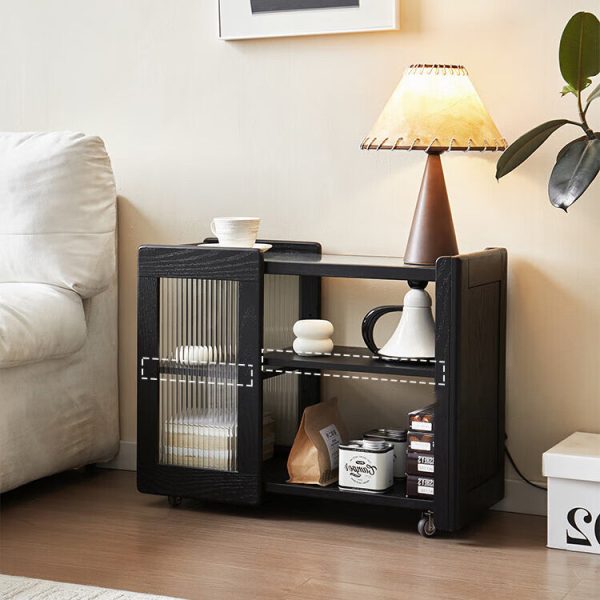 Modern Minimalist Solid Wood & Glass Rectangular End Table With 3 Tiers For Living Room - Image 2