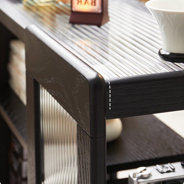 Modern Minimalist Solid Wood & Glass Rectangular End Table With 3 Tiers For Living Room - Image 6
