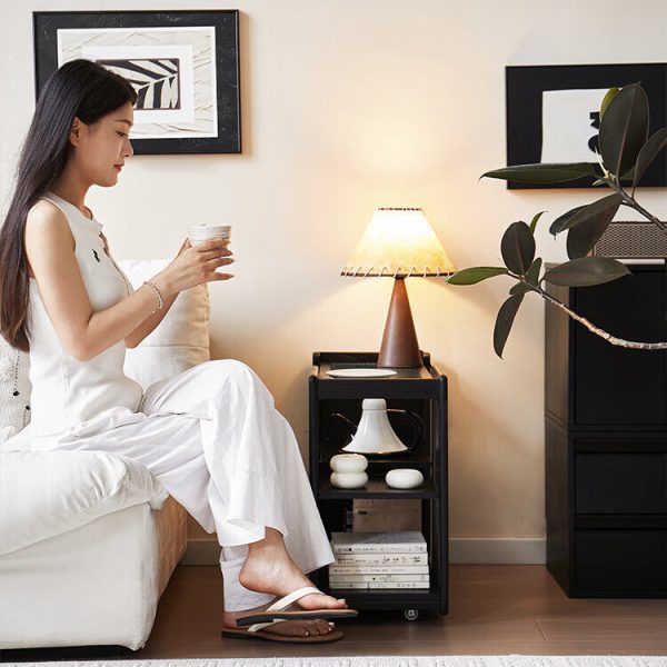 Modern Minimalist Solid Wood & Glass Rectangular End Table With 3 Tiers For Living Room - Image 15