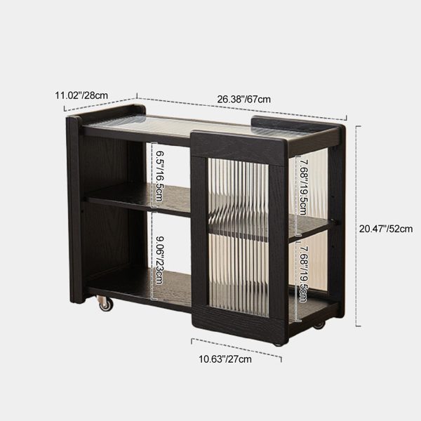 Modern Minimalist Solid Wood & Glass Rectangular End Table With 3 Tiers For Living Room - Image 4