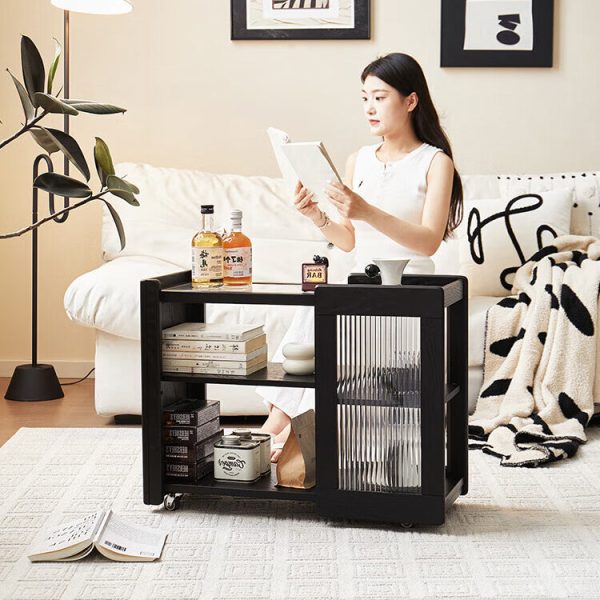 Modern Minimalist Solid Wood & Glass Rectangular End Table With 3 Tiers For Living Room - Image 18