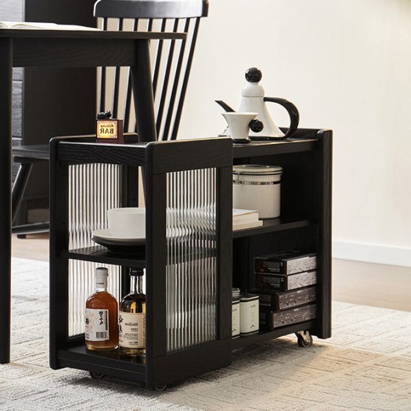 Modern Minimalist Solid Wood & Glass Rectangular End Table With 3 Tiers For Living Room - Image 11