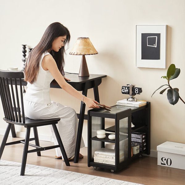 Modern Minimalist Solid Wood & Glass Rectangular End Table With 3 Tiers For Living Room - Image 19