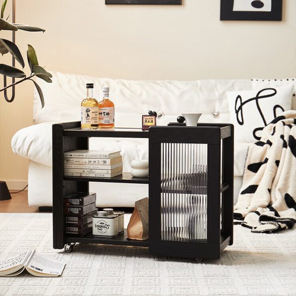 Modern Minimalist Solid Wood & Glass Rectangular End Table With 3 Tiers For Living Room - Image 12