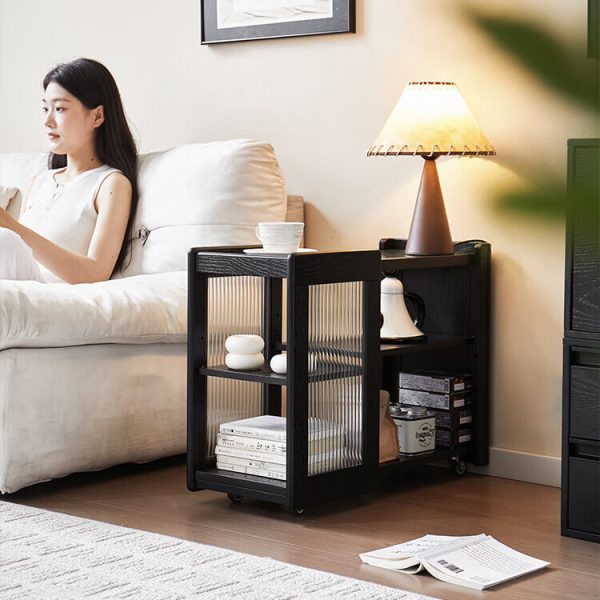 Modern Minimalist Solid Wood & Glass Rectangular End Table With 3 Tiers For Living Room - Image 20