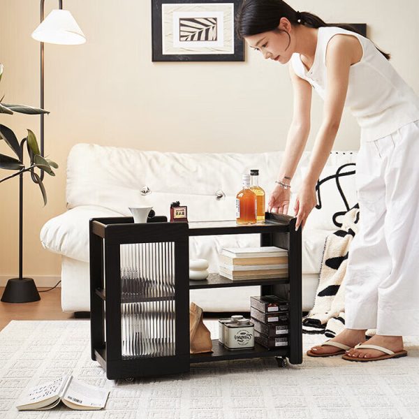 Modern Minimalist Solid Wood & Glass Rectangular End Table With 3 Tiers For Living Room - Image 13