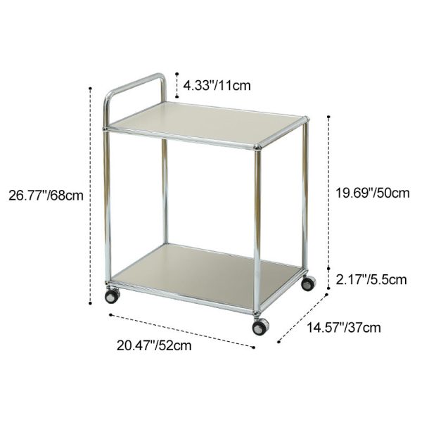 Modern Minimalist High-Carbon Steel Metal Rectangular Mobile End Table With 2 Tiers For Living Room - Image 4
